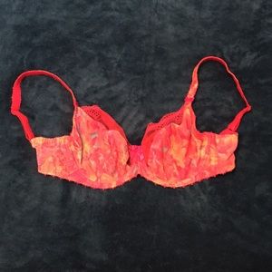 Freya Bright Red Floral Tropics Plunge Bra 32FF